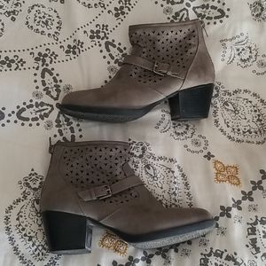 Gray Cutout Heeled Booties